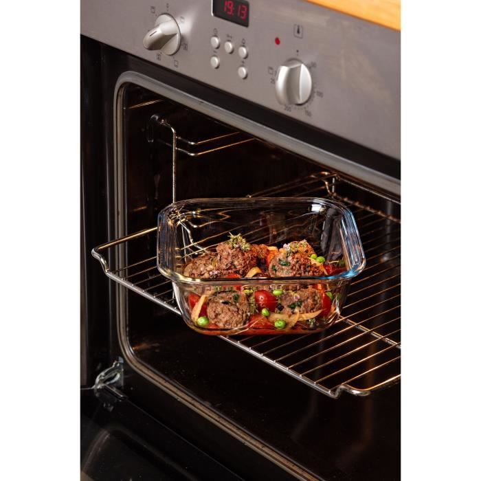 Boîte carrée avec couvercle - PYREX - 1451030 - 16 x 16 cm -800 ml - Cook & Go - Base en verre borosilicate