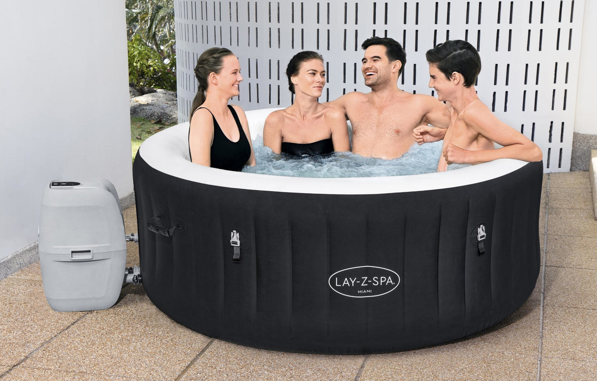 Spa gonflable BESTWAY - Lay-Z-Spa Miami - 120 airjets - 180 x 66 cm - 2 a 4 places - Rond (couverture, cartouche, diffuseur)