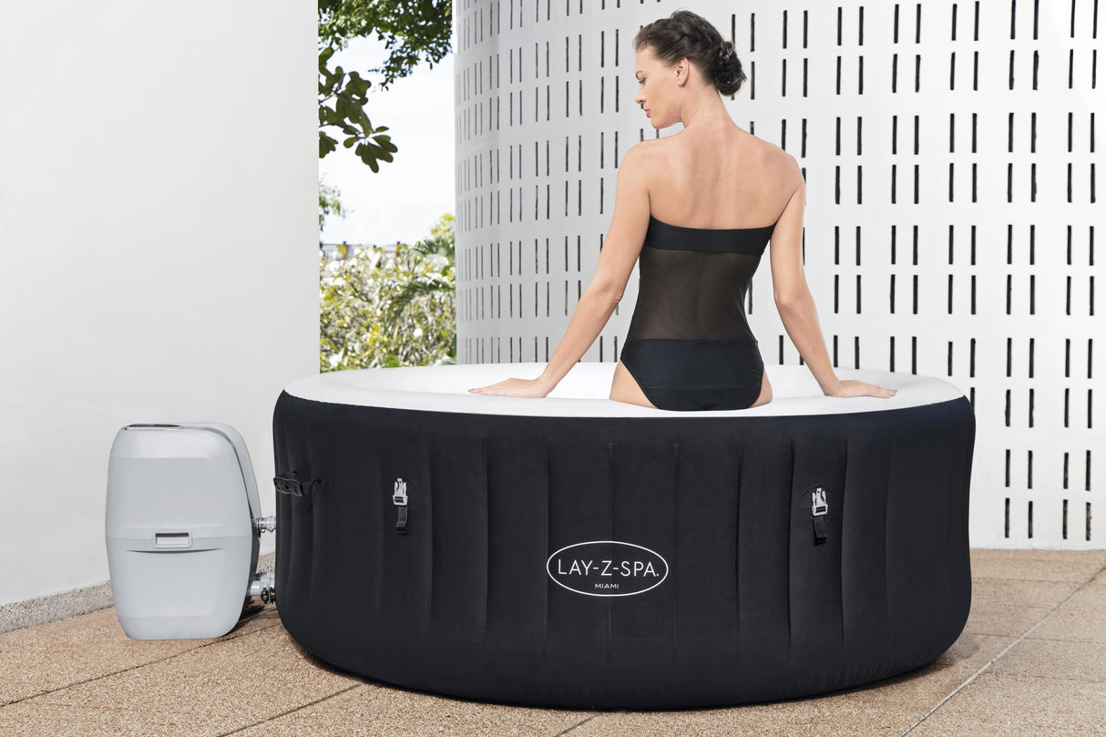 Spa gonflable BESTWAY - Lay-Z-Spa Miami - 120 airjets - 180 x 66 cm - 2 a 4 places - Rond (couverture, cartouche, diffuseur)