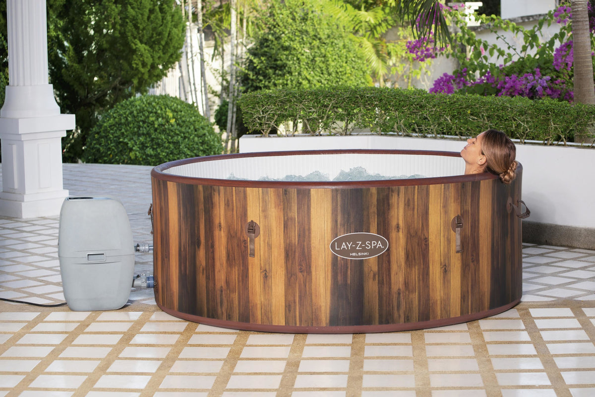 Spa gonflable BESTWAY - Lay-Z-Spa Helsinki - 180 airjets - 180 x 66 cm - 5 a 7 places - Rond (couverture, cartouche, diffuseur)