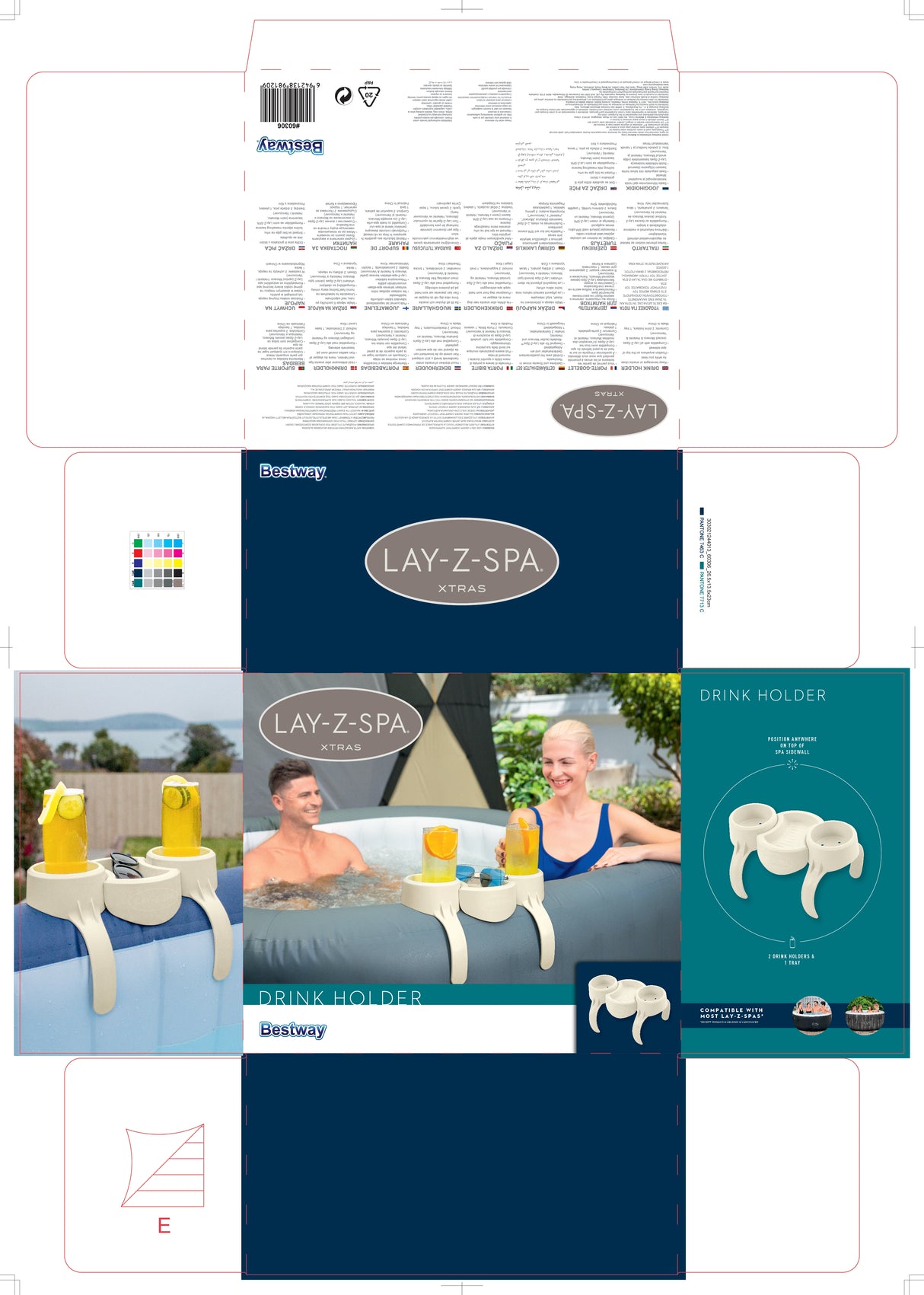Porte-Boisson pour Lay-Z-Spa - BESTWAY - Compatible tous Lay-Z-Spa sauf Vancouver et Helsinki - Gris