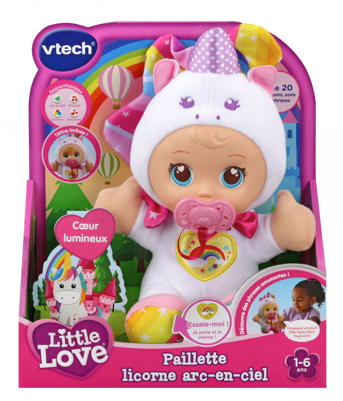 VTECH - Little Love - Paillette Licorne Arc-En-Ciel - Poupée Interactive