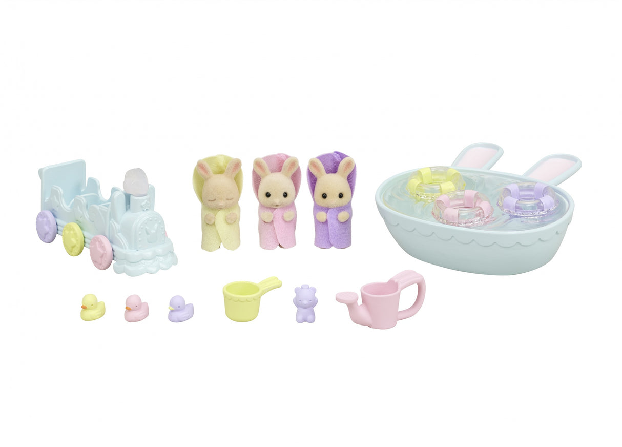 Les triplés Lapin Creme et accessoires de bain - Sylvanian Families - 5707