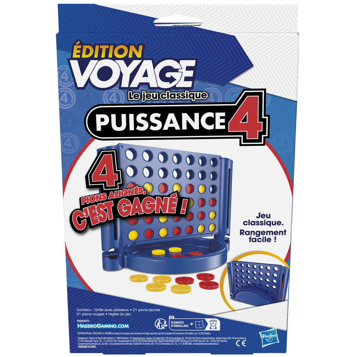 Puissance 4 Voyage, jeu de société de voyage pour 2 joueurs, jeu de voyage, Des 6 ans, Hasbro Gaming