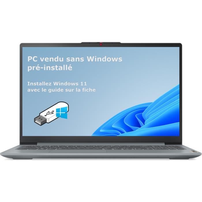 PC Portable LENOVO IdeaPad Slim 3 15IAN8| Sans Windows - 15'' FHD - Core i3-N305 - RAM 8 Go - SSD 512 Go - AZERTY