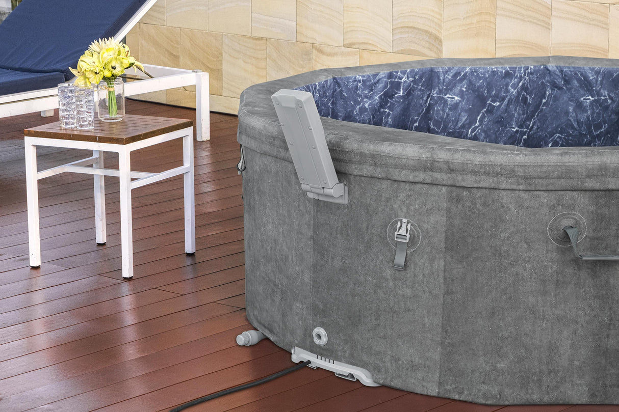 Spa semi rigide BESTWAY - Lay-Z-Spa Carrara - 140 airjets - 170 x 65 cm - 4 a 6 places - Rond (couverture, cartouche, 4 appuie-tete)