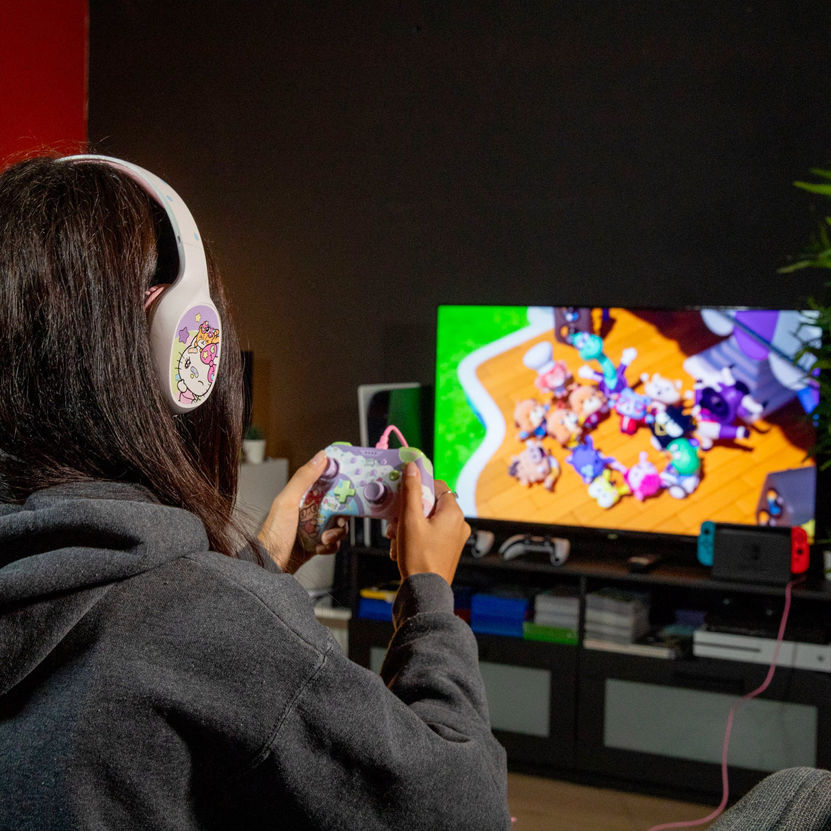 Casque audio - Sans fil - Konix - Hello Kitty - Bluetooth 5.3 PC, smartphones et tablettes - Autonomie 30 h - Blanc et rose