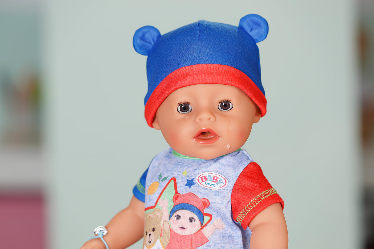 Poupon - BABY BORN - Jonas - 10 fonctions réalistes - 10 accessoires - Bleu et Rouge - 43cm - Des 3 ans