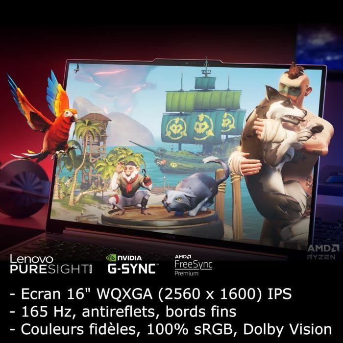 PC Portable Gamer LENOVO Legion S5 16ARP9 | Sans Windows - 16'' WQXGA 165hz - Ryzen 7 7435HS - RTX 4070 140w - RAM 16Go - SSD 512Go