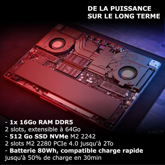 PC Portable Gamer LENOVO Legion S5 16ARP9 | Sans Windows - 16'' WQXGA 165hz - Ryzen 7 7435HS - RTX 4070 140w - RAM 16Go - SSD 512Go