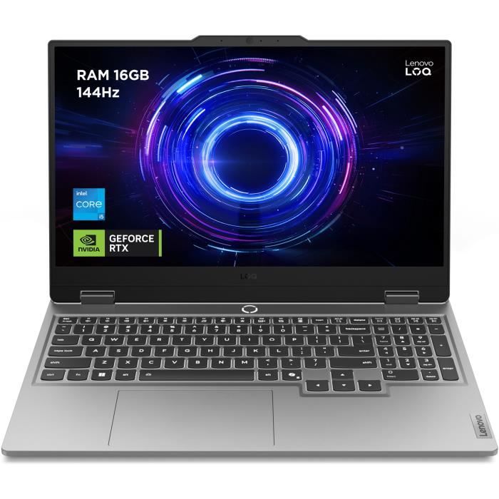 PC portable Gamer LENOVO LOQ 15IRX10 | Sans Windows - 15'' FHD 144hz - Core i5-13450HX - RTX 5060 100W - 16 Go - 512 Go - AZERTY