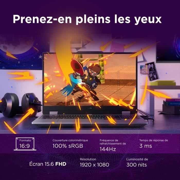 PC portable Gamer LENOVO LOQ 15IRX10 | Sans Windows - 15'' FHD 144hz - Core i7-13700HX - RTX 5060 100W - RAM 16 Go - SSD 512 Go