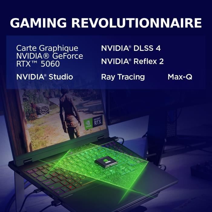 PC portable Gamer LENOVO Legion 5 15IRX10 | Sans Windows - 15,1 WQXGA OLED - Core i7-13650HX - RTX 5060 115W - 32 Go - 512 Go