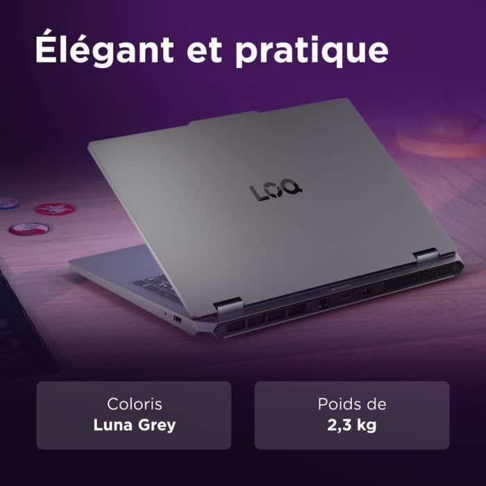 PC Portable Gamer LENOVO LOQ Essential 15IRX11 | Sans Windows - 15,6'' FHD 144hz - Core i5-13450HX - RTX5050 - RAM 16Go - SSD 512Go