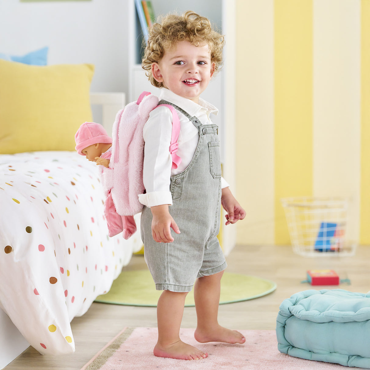 Sac a dos porte-poupon - COROLLE - Peluche rose pour poupon 30 cm - Des 3 ans