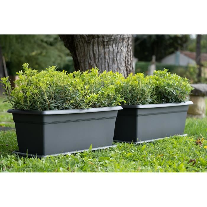 STEFANPLAST Bac a fleur/Jardiniere rectangulaire MEDITERRANEO - 110L - 100x45x40h cm - Plastique - Anthracite
