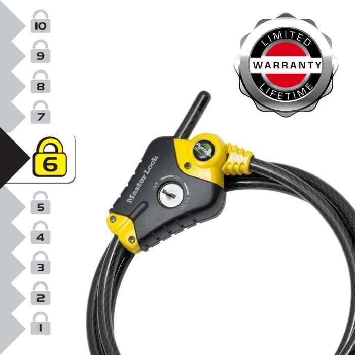 Antivol - MASTER LOCK - Python 8433EURD - Longueur ajustable de 30 cm a 1,8 m - Acier torsadÈ - Noir