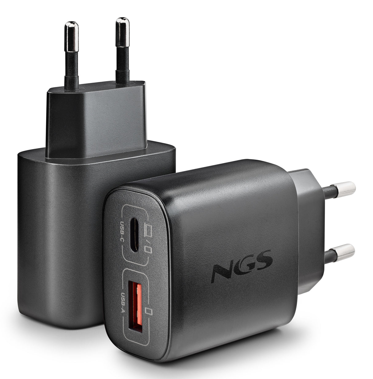 Chargeur secteur NGS Era 1x USB-C + 1x USB-A 45W (Noir)
