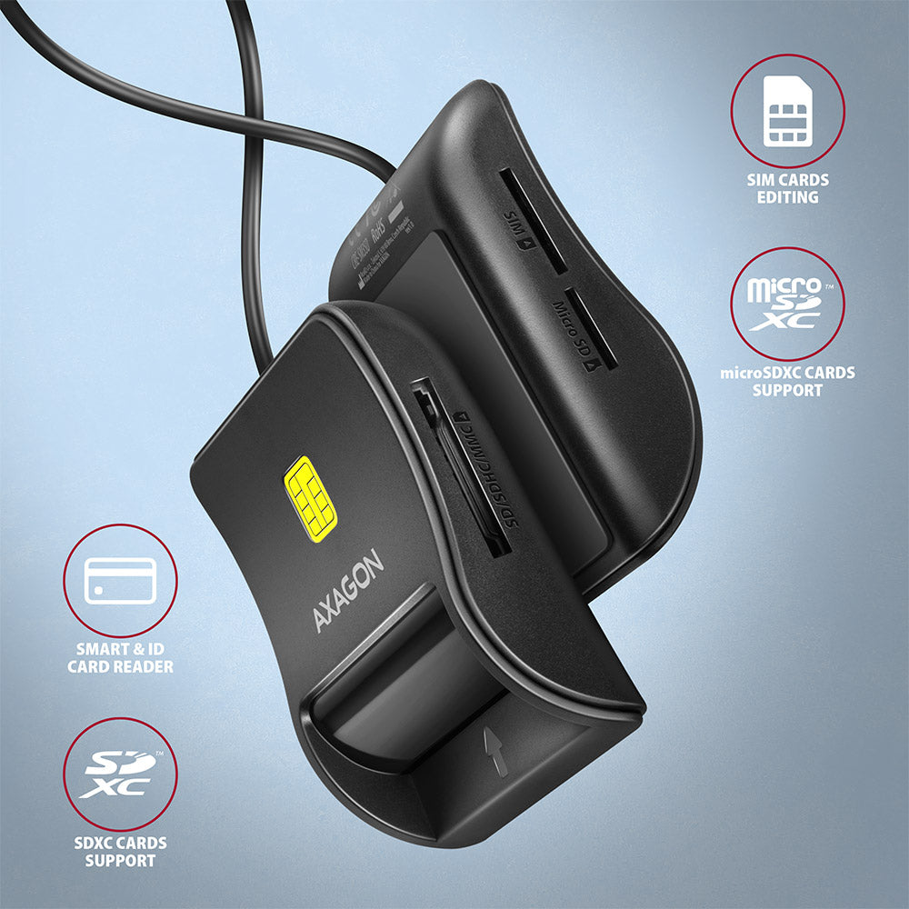 Lecteur de Cartes à puce Axagon CRE-SM3SD USB 2.0