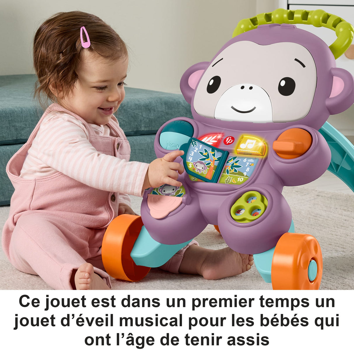Fisher-Price - Mon Trotteur Singe Violet - Musique, lumieres et activités - Fisher-Price - JGW90