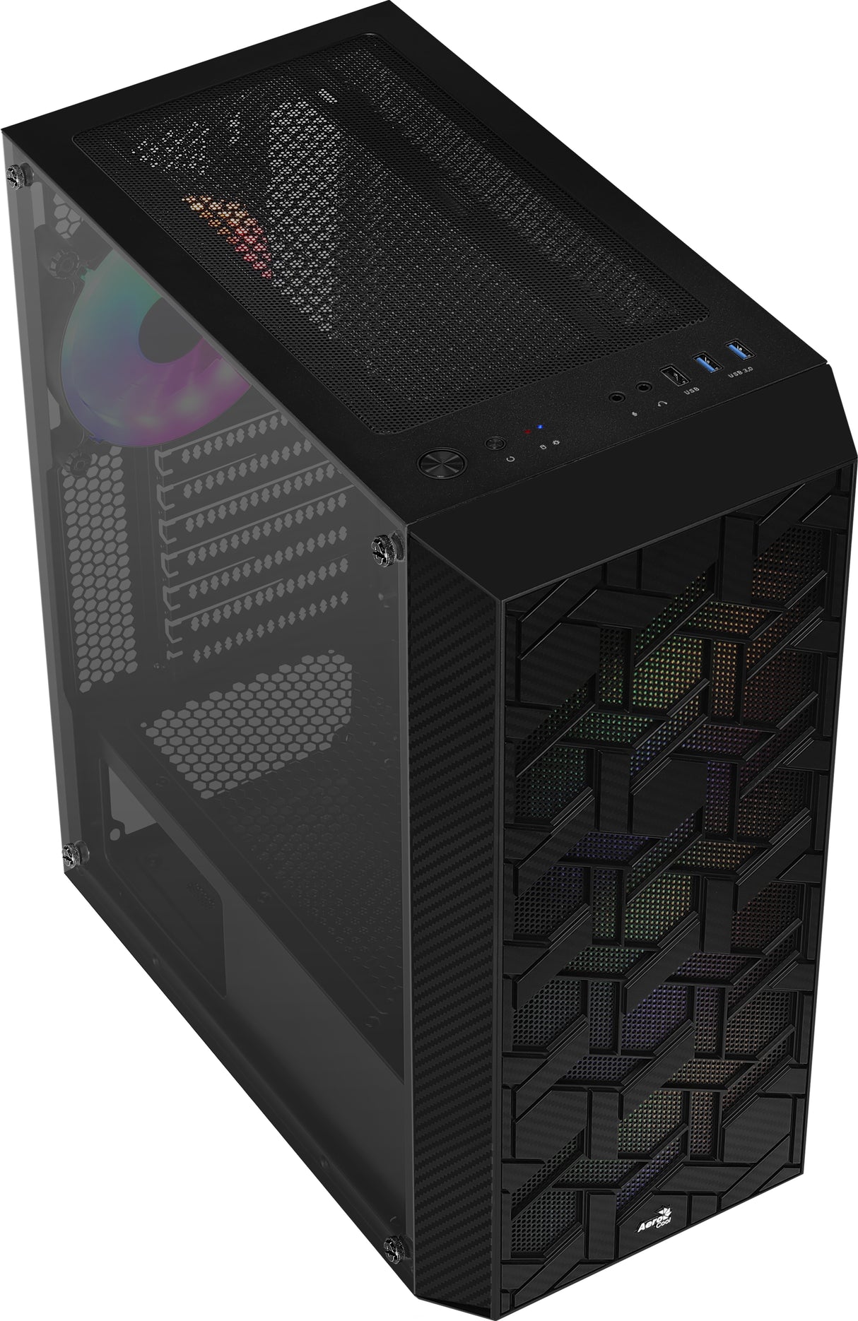 Boitier Moyen Tour ATX AeroCool Hive v2 RGB avec panneau vitré (Noir)