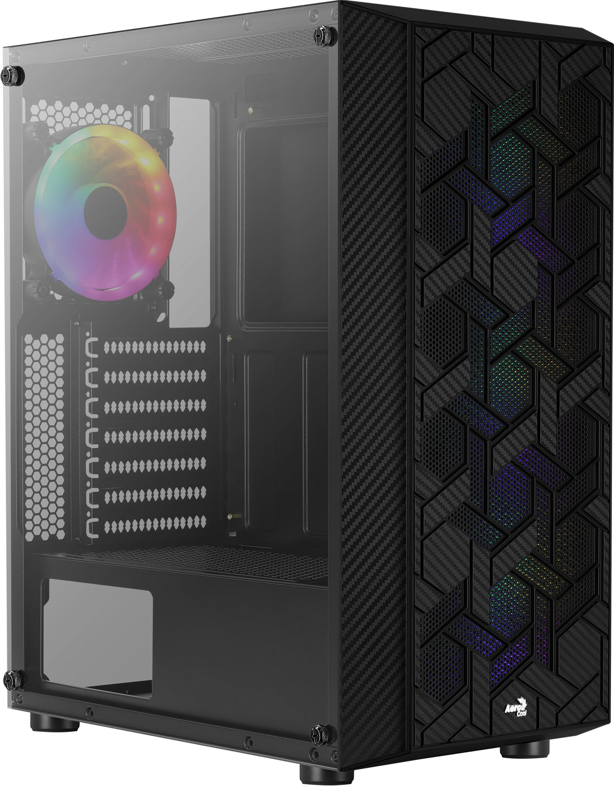 Boitier Moyen Tour ATX AeroCool Hive v2 RGB avec panneau vitré (Noir)