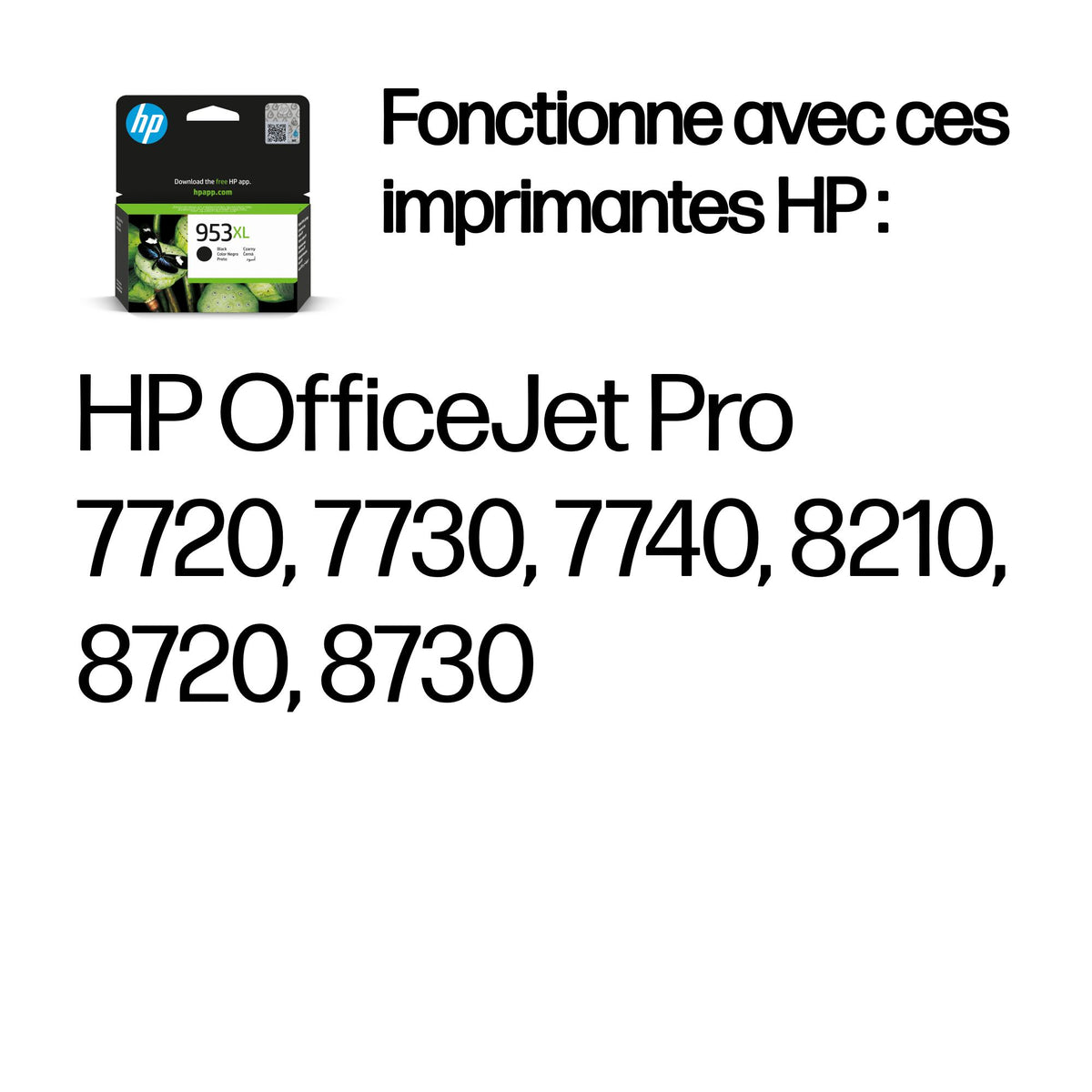 HP 953XL Cartouche d'encre noire grande capacité authentique (L0S70AE) pour HP OfficeJet Pro 8710/8715/8720