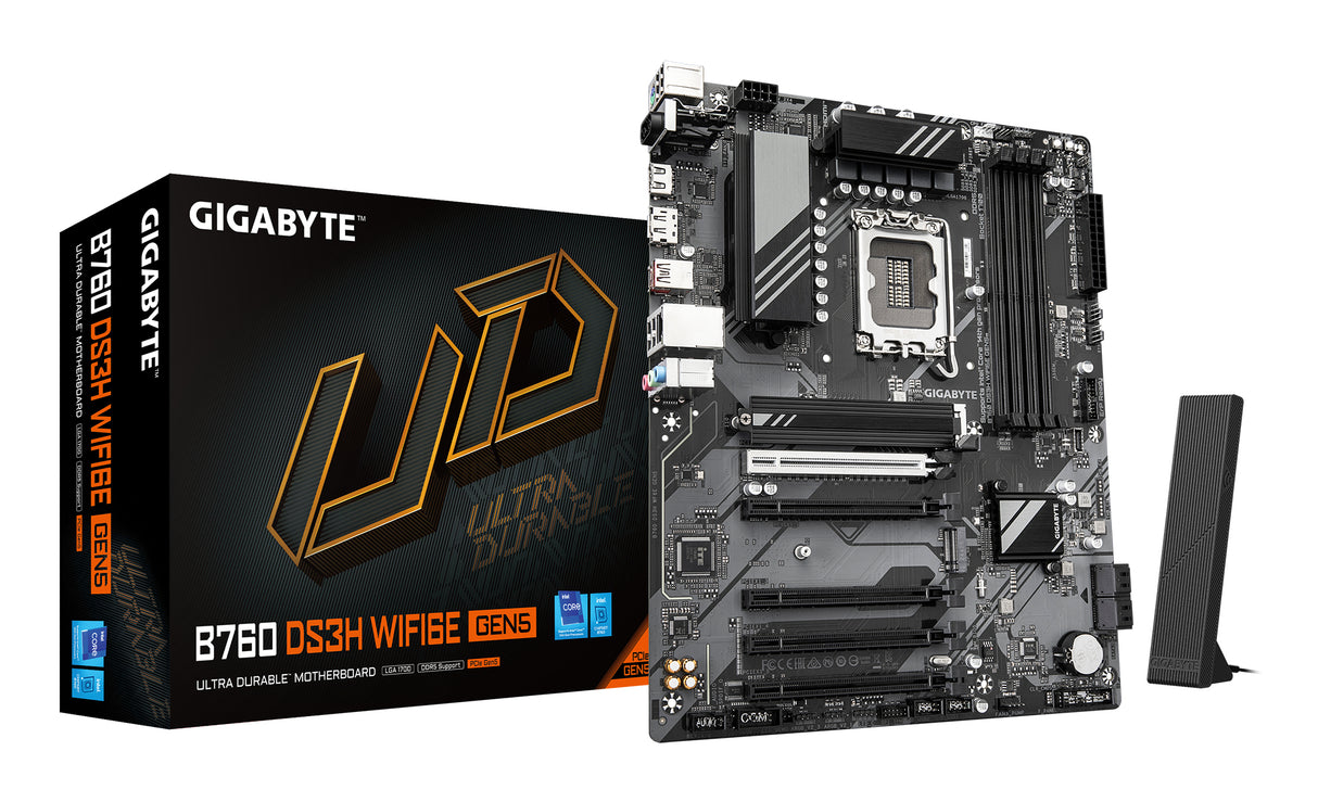 Carte mere - GIGABYTE - B760 DS3H WF6E GEN5 - Format ATX - Chipset Intel B760 - PCIe 5.0