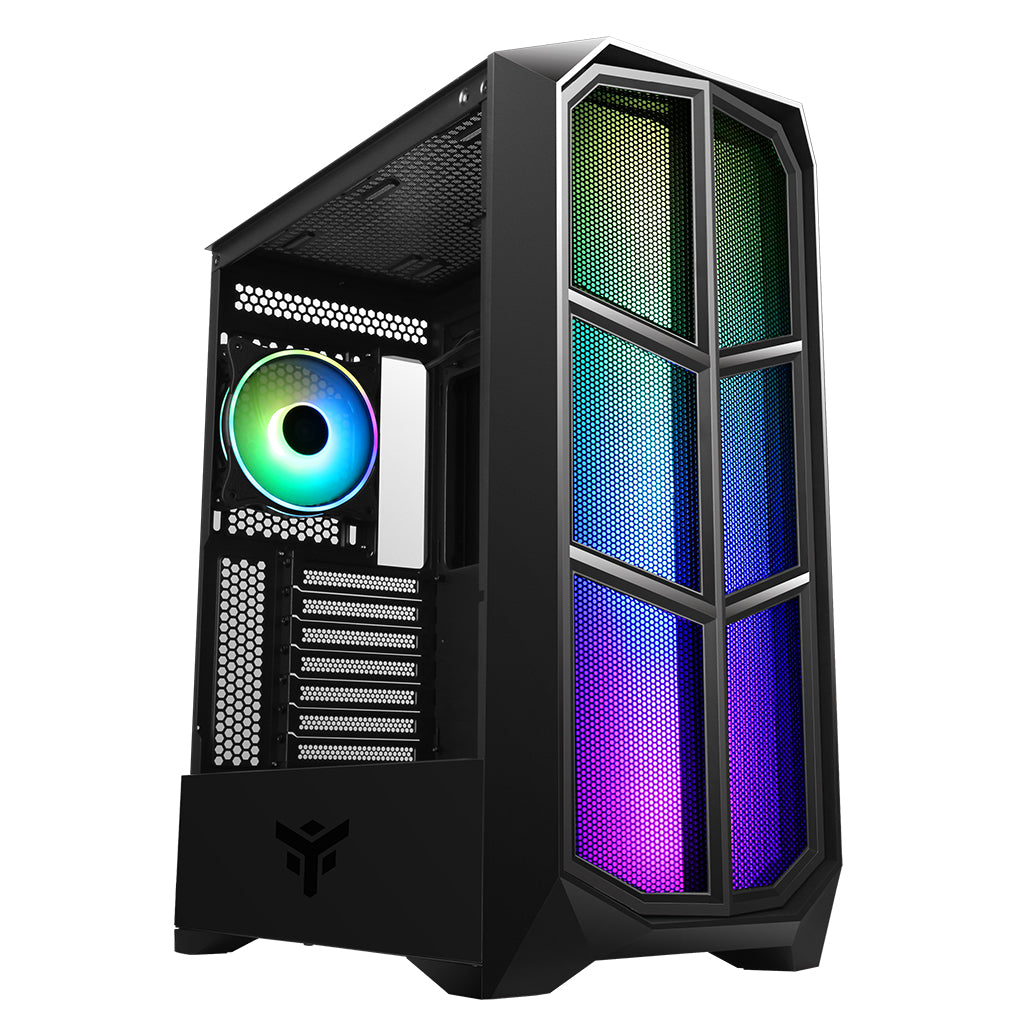 Boitier Moyen Tour ATX iTek Vertibra Y210 RGB avec panneau vitré (Noir)