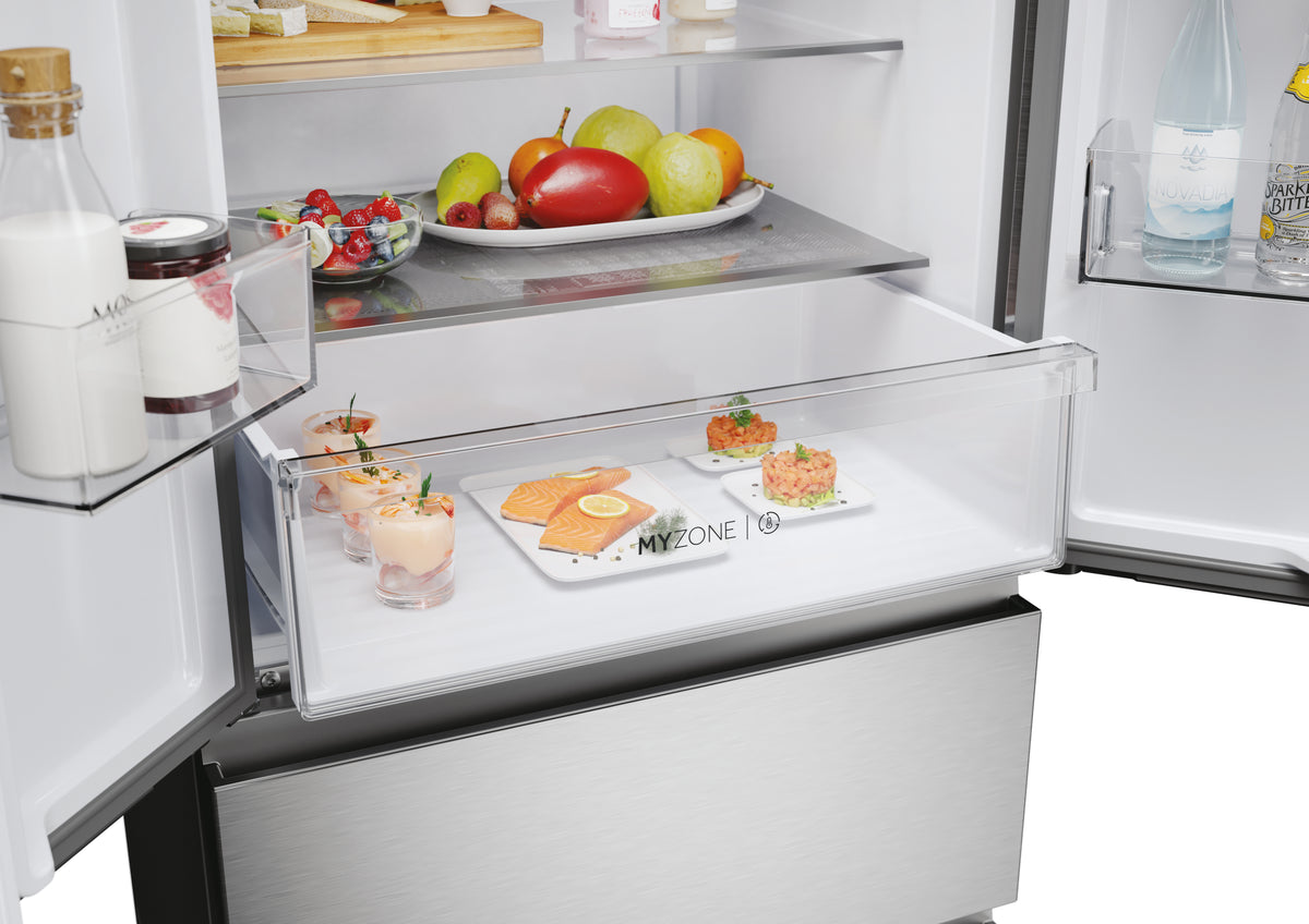Réfrigérateur multi-portes - HAIER - HFR3718ENMM - Classe E - 402 L (262 + 140) - 37 dB - Inox
