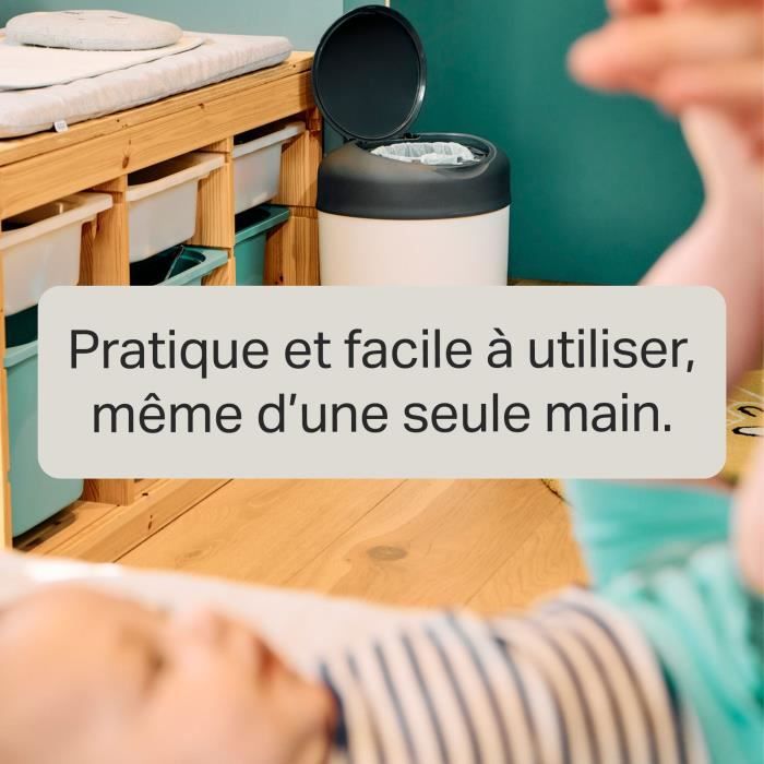 Tommee Tippee Poubelle a Couches Simplee +1 recharge - Grise et Blanche