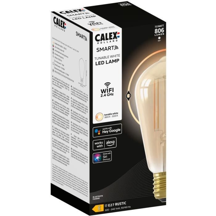 Ampoules connectÈes Calex Edison LED Filament connectÈe ST64 ambrÈe E27
