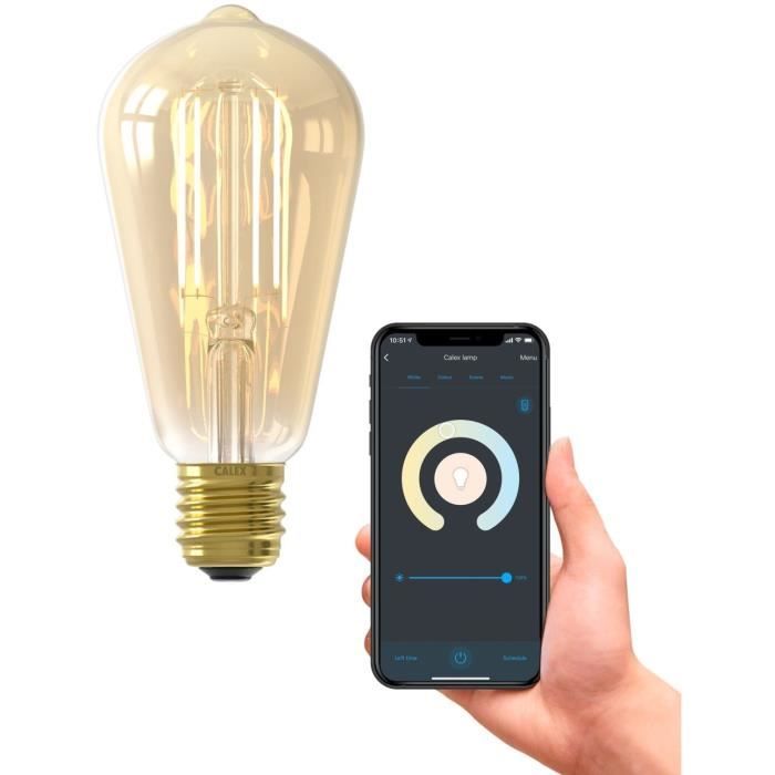 Ampoules connectÈes Calex Edison LED Filament connectÈe ST64 ambrÈe E27