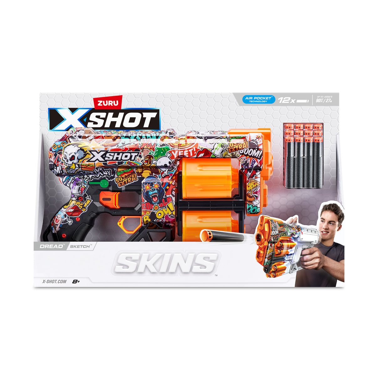 Lanceur de fléchettes - ZURU - X-SHOT Dread - Canons rotatifs doubles - 7 designs - Portée 27 m