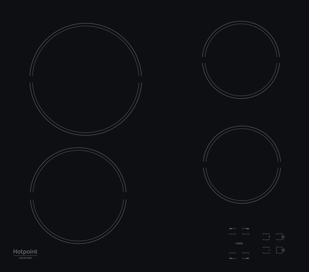 Table de cuisson vitrocéramique - HOTPOINT - HR631C - 4 foyers - 60 cm - Noir