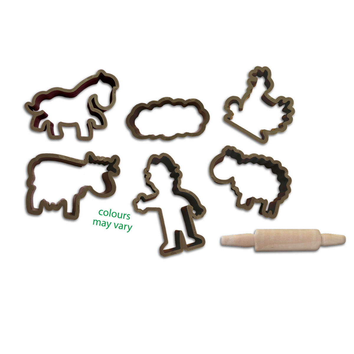 Kit de pâte a modeler géant écologique (7x90 g avec outils) - SES CREATIVE - Dough - Fabriqué aux Pays-Bas - Rouleau bois - Age : 2+