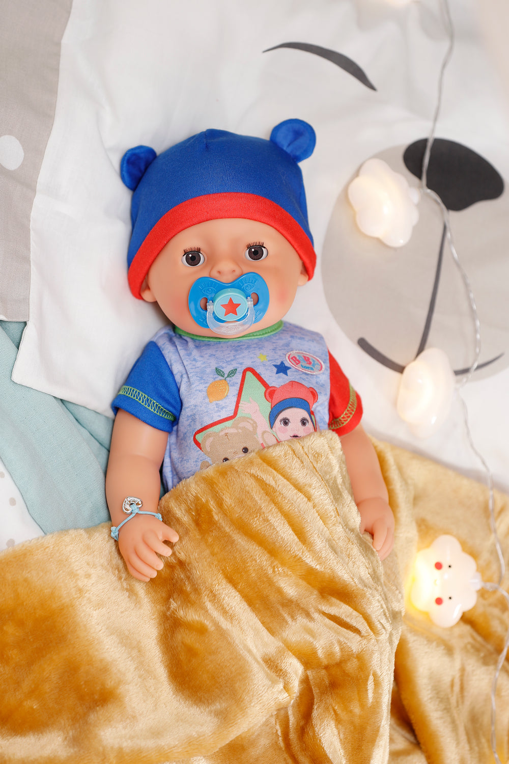 Poupon - BABY BORN - Jonas - 10 fonctions réalistes - 10 accessoires - Bleu et Rouge - 43cm - Des 3 ans