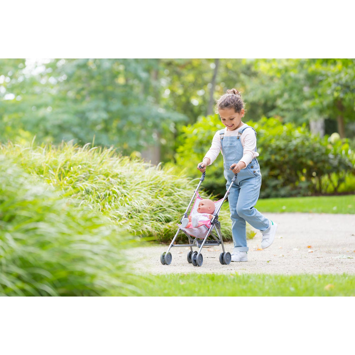 Accessoire poupon - COROLLE - Poussette canne rose pour poupon 30, 36 et 42cm - Des 3 ans