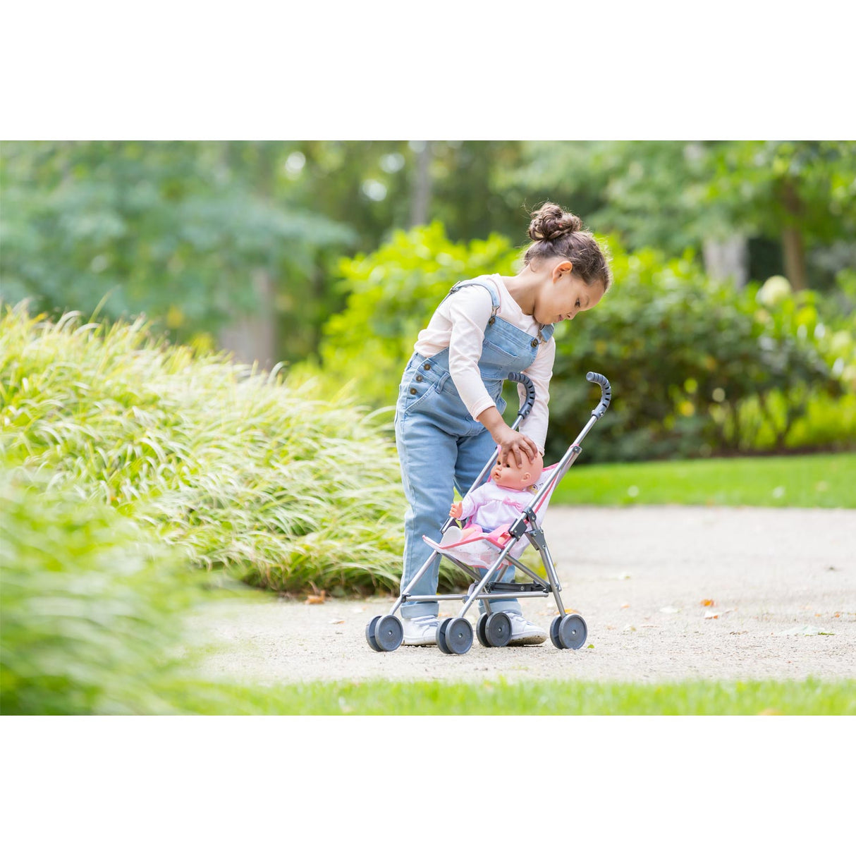 Accessoire poupon - COROLLE - Poussette canne rose pour poupon 30, 36 et 42cm - Des 3 ans