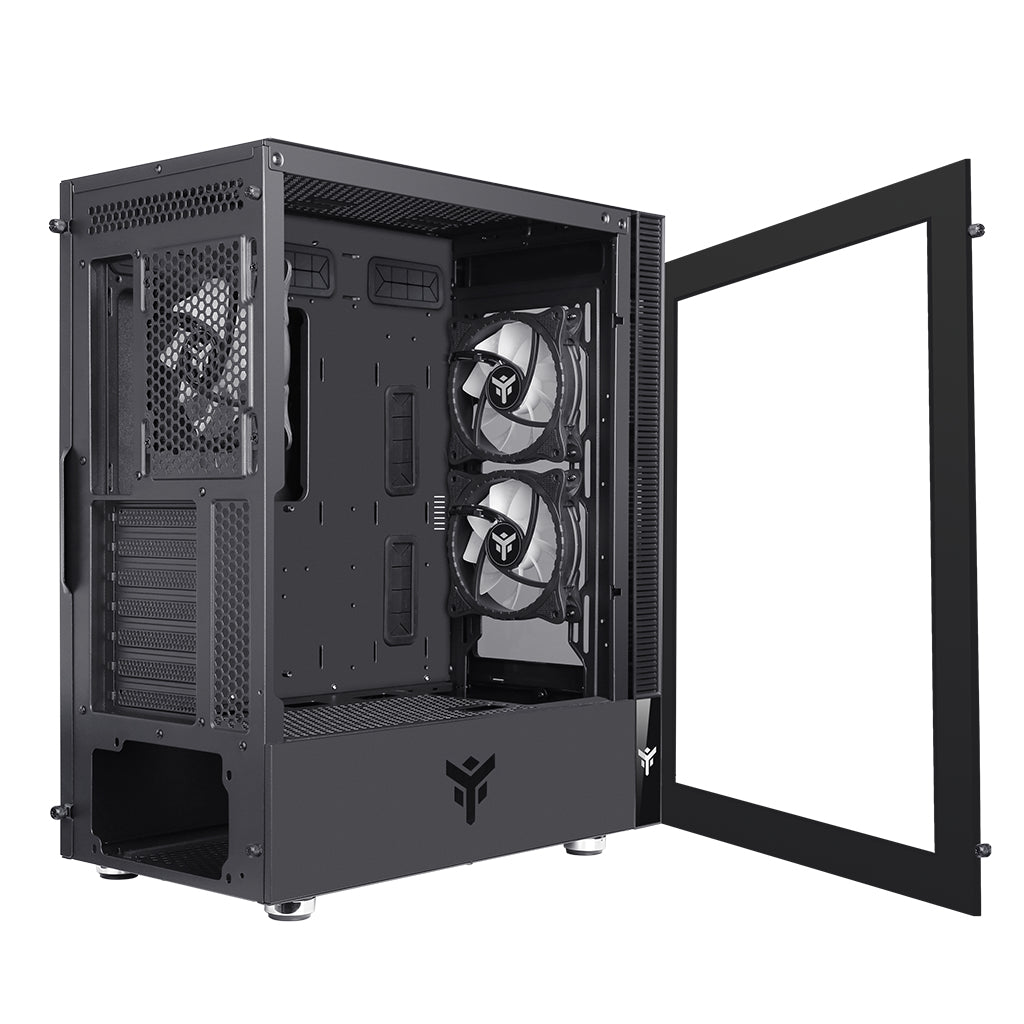 Boitier Moyen Tour ATX iTek Vertibra Q210 RGB avec panneaux vitrés (Noir)