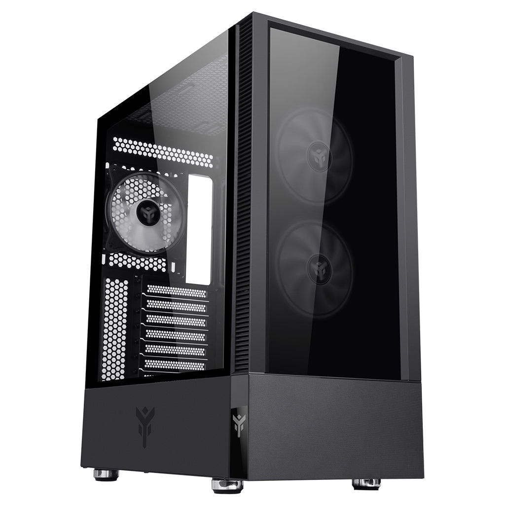 Boitier Moyen Tour ATX iTek Vertibra Q210 RGB avec panneaux vitrés (Noir)