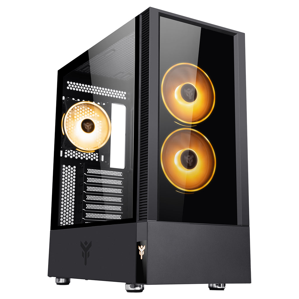 Boitier Moyen Tour ATX iTek Vertibra Q210 RGB avec panneaux vitrés (Noir)