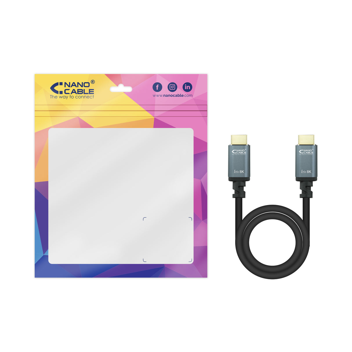 Câble Nanocable Iris 8K HDMI 2.1 M/M 3m (Noir/Gris)