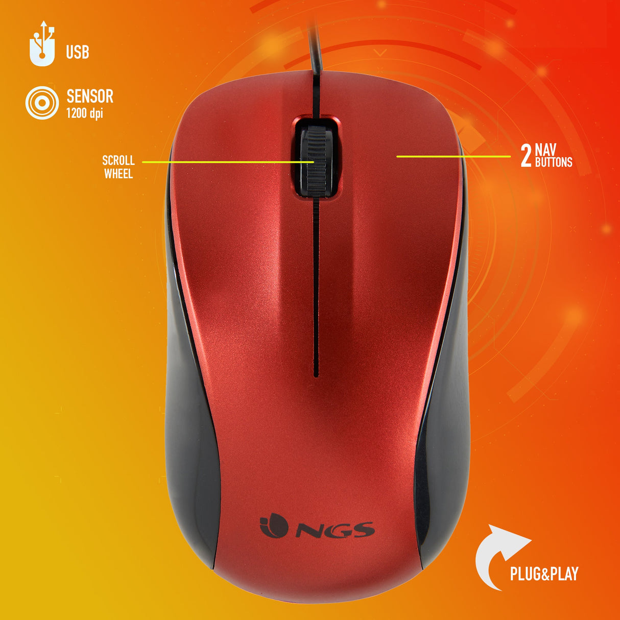 Souris filaire NGS Crew (Rouge)