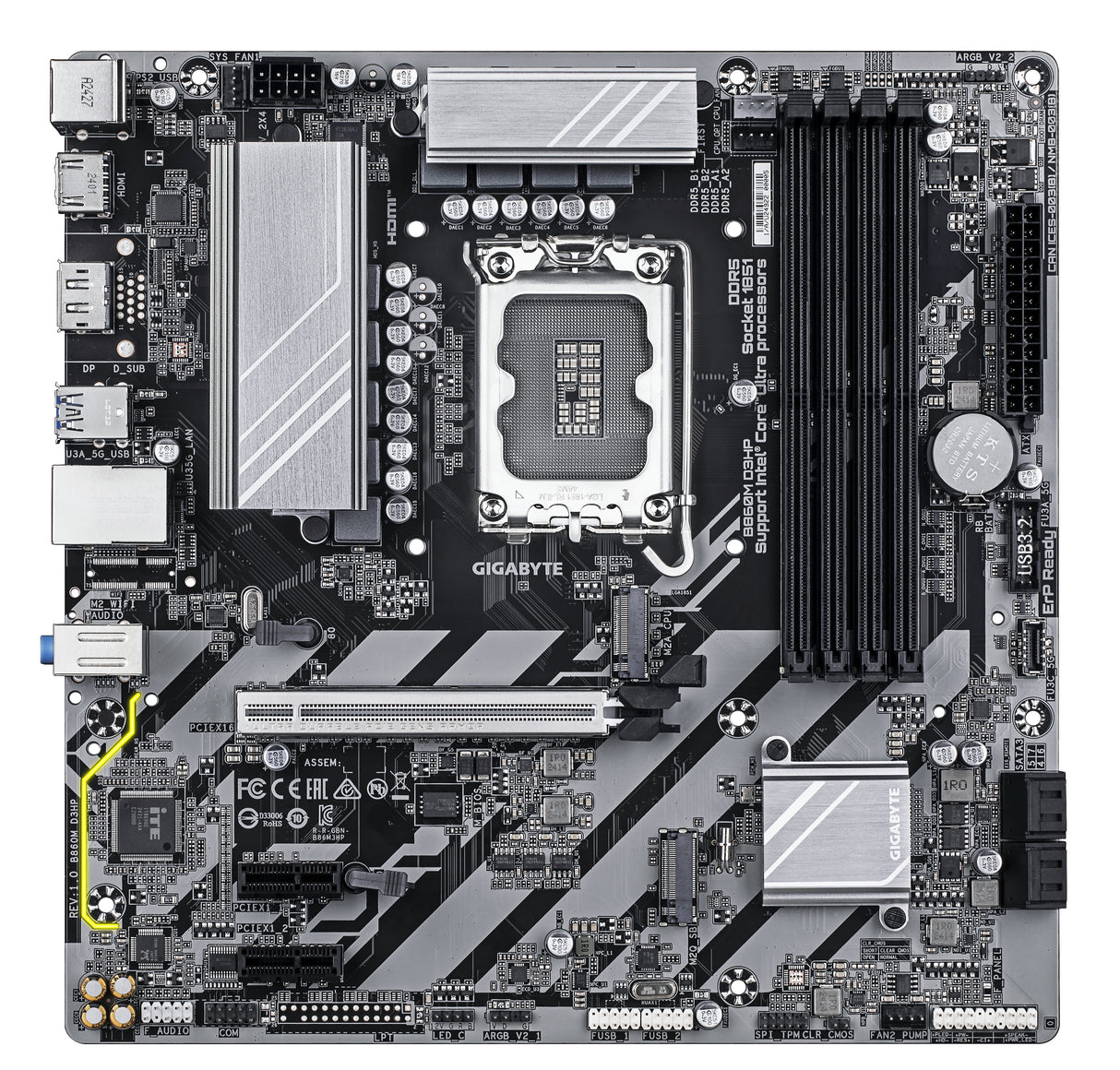 Carte mere - GIGABYTE - B860M D3HP - Format Micro-ATX - Chipset Intel B860 - DDR5
