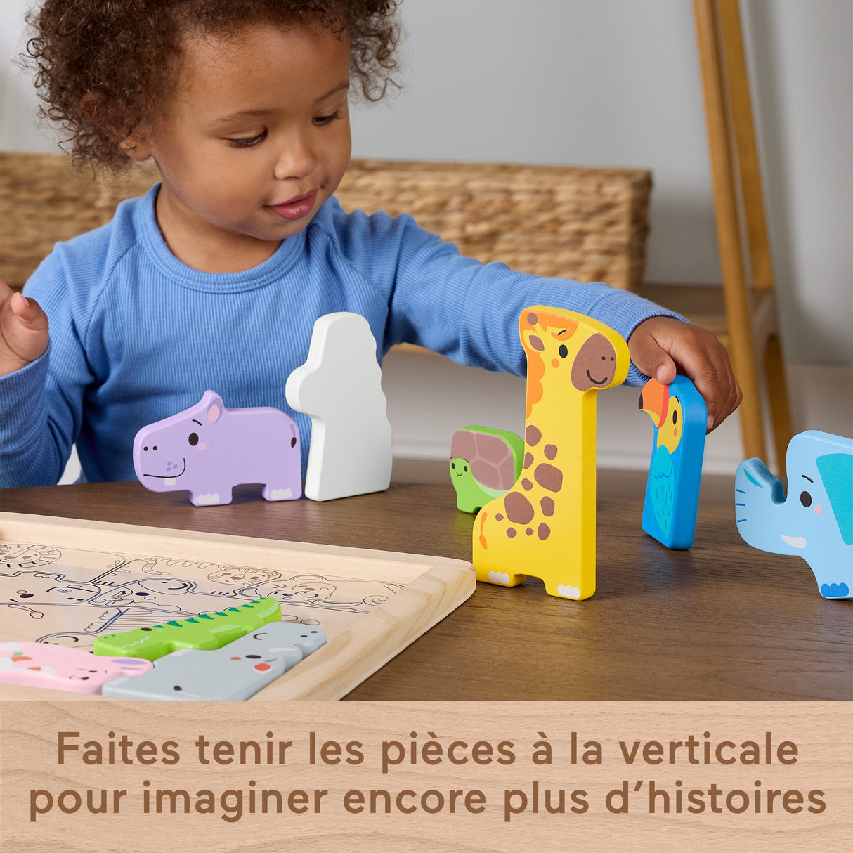 Fisher-Price - Puzzle Animaux en Bois - Tri de formes avec 13 pieces - Fisher-Price - JFG10