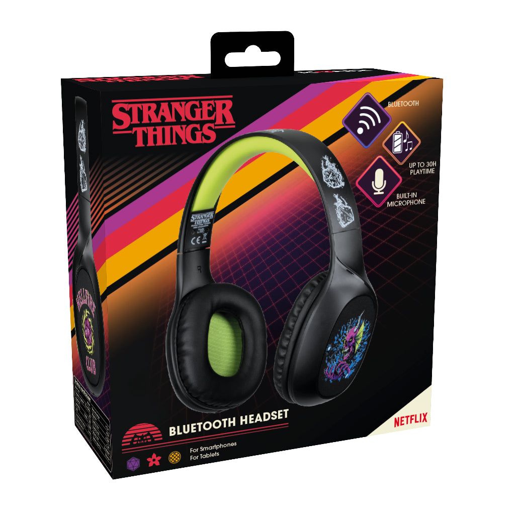 Casque audio - Sans fil - Konix - Stranger Things - Bluetooth 5.3 smartphones, tablettes - Microphone - Autonomie 30 h - Noir/jaune