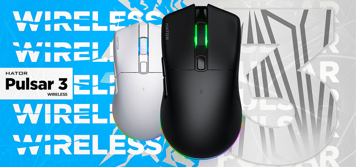 Souris sans fil Gamer Hator Pulsar 3 RGB (Noir)