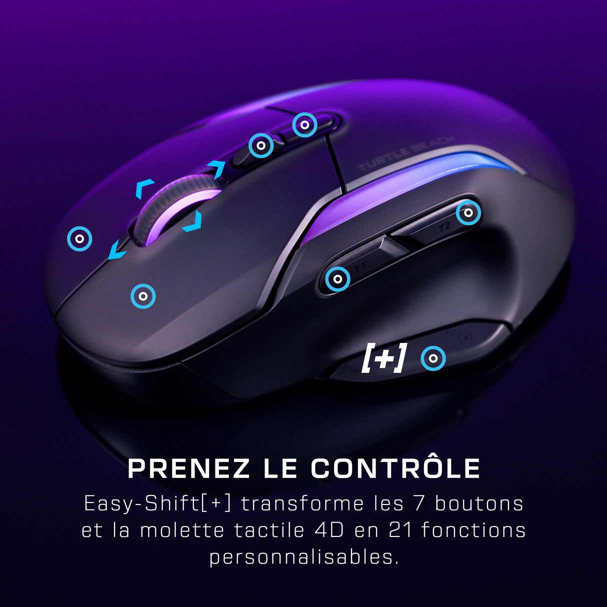 Souris gaming sans fil - Turtle Beach Kone™ II Air - Ergonomique - Noir, Bluetooth, 26 000 DPI, molette 4D