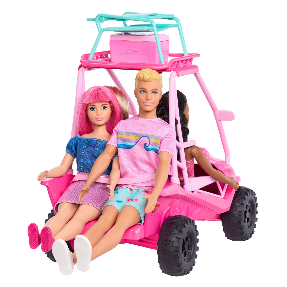 Coffret Buggy Détective Barbie - 4 poupées - Accessoires plage - Rose vif - MATTEL JFV68